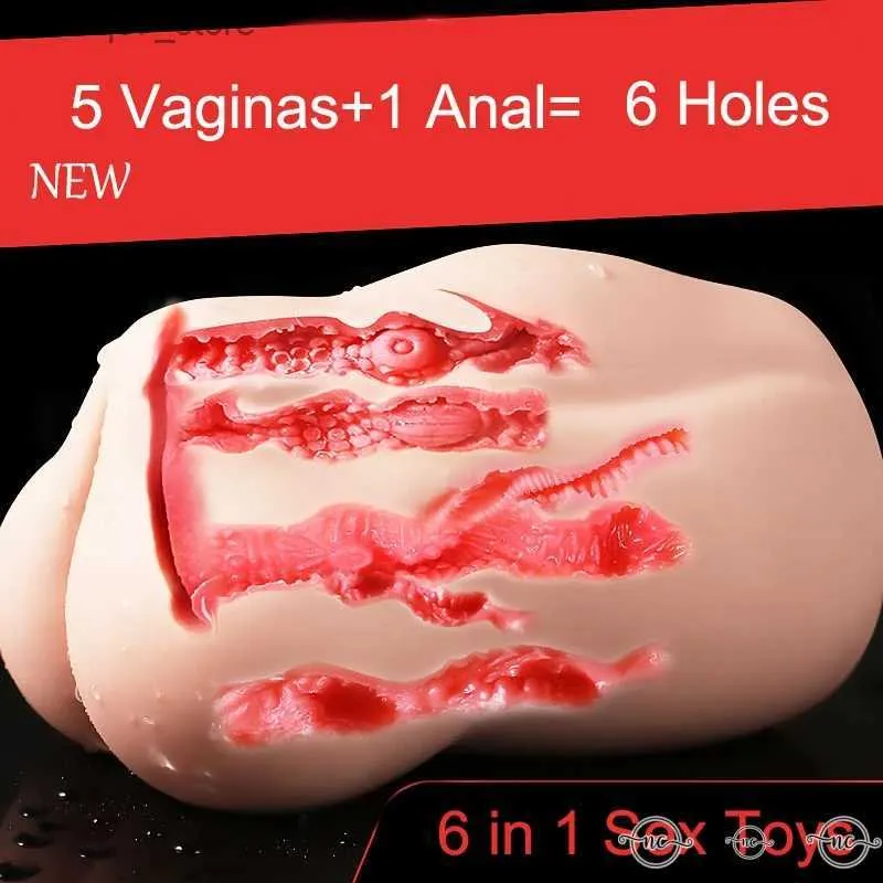 Andra massageföremål 6-i-1 Oral Sex Product Real Artificial Silicone Vaginal Pocket Cat Mans Masturbation Cup Oral Sex Toy Q240329