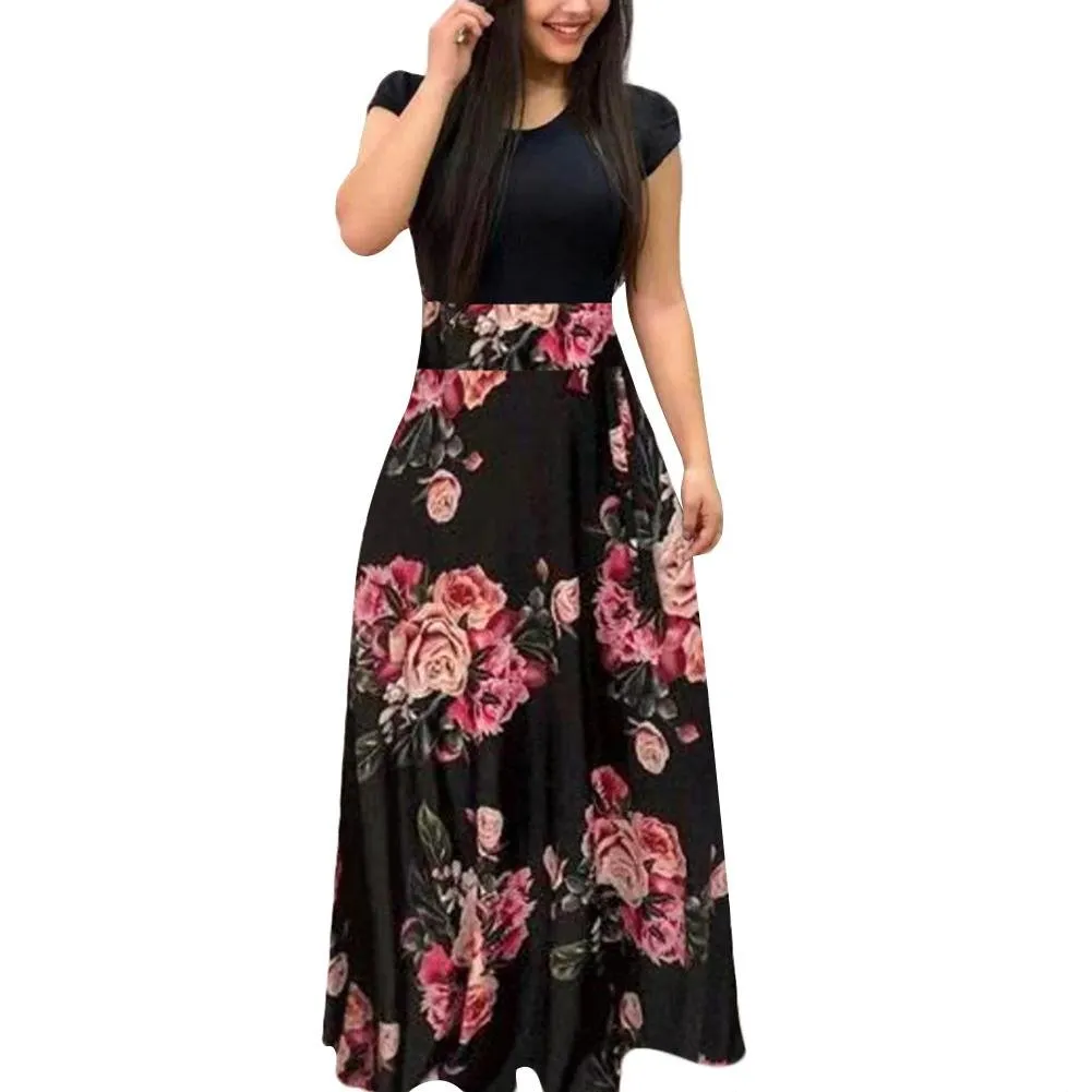 green emerald velvet dress Priscilla Patchwork Floral Maxi Dress main image 1