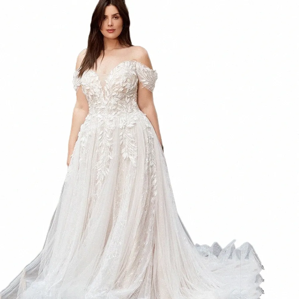 pastrol Wedding Dres Tulle V-Neck Off The Shoulder Lace Up Bride Gowns Lace Applique A-Line Vestido De Noiva 2023 Modernos j3Qv#