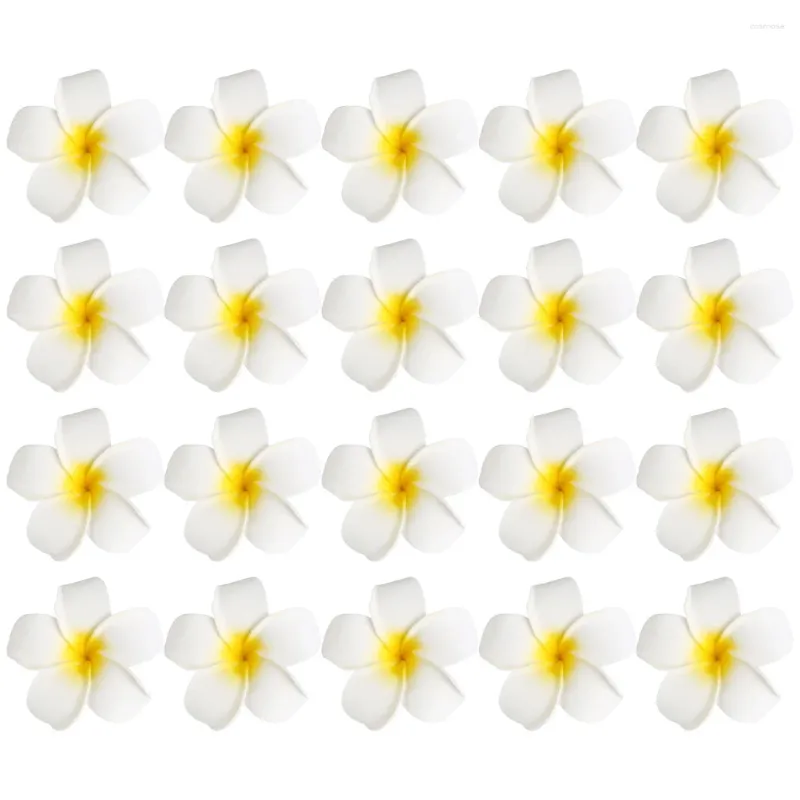 Pinces à cheveux frangipanier artificielles, 20 pièces, fleurs décoratives pour filles, diadème Plumeria, épingle à cheveux, couvre-chef