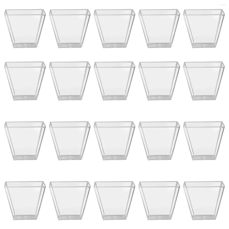 Copos descartáveis canudos 100pcs 60ml transparente sobremesa grau plástico copo trapézio quadrado porção dura comida