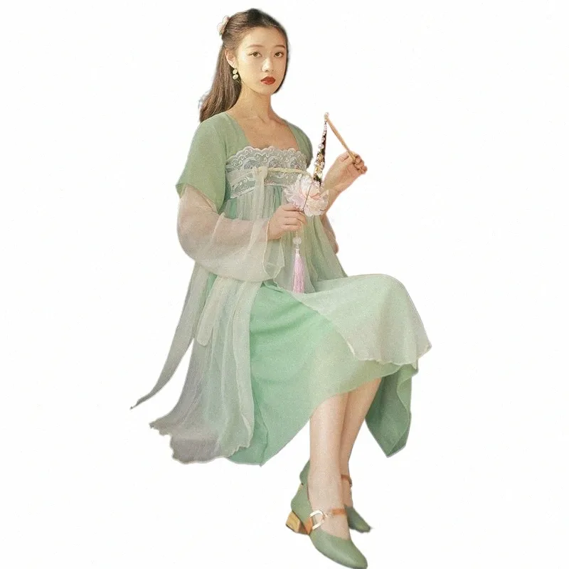 Hanfu moderne femmes tenue chinoise Princ Dr fée vêtements Cosplay Costumes vert Performance Costume Folk Dancewear DL8983 777r #