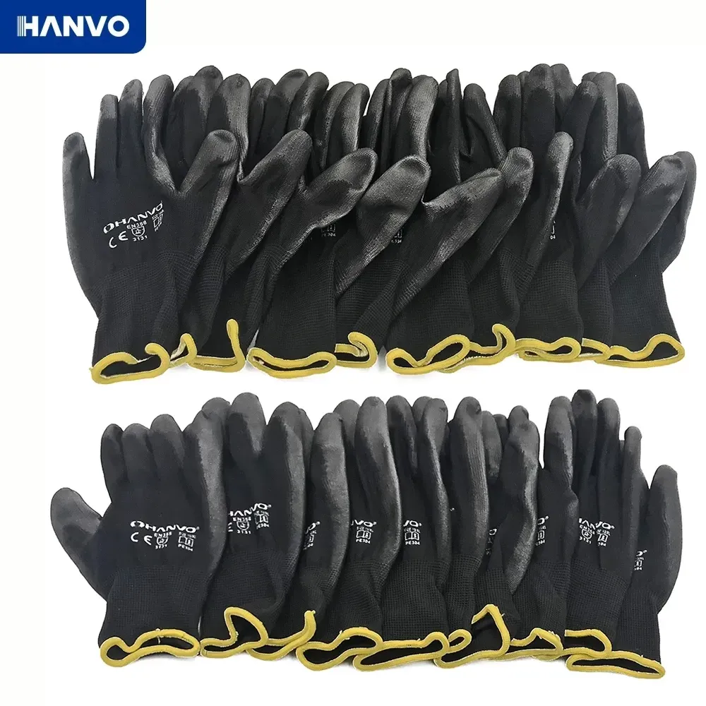 wholesale Guanti da lavoro per protezione delle mani Guanto di sicurezza in nitrile rivestito in PU flessibile per lavoro meccanico Palmo in cotone nylon CE EN388 OEM