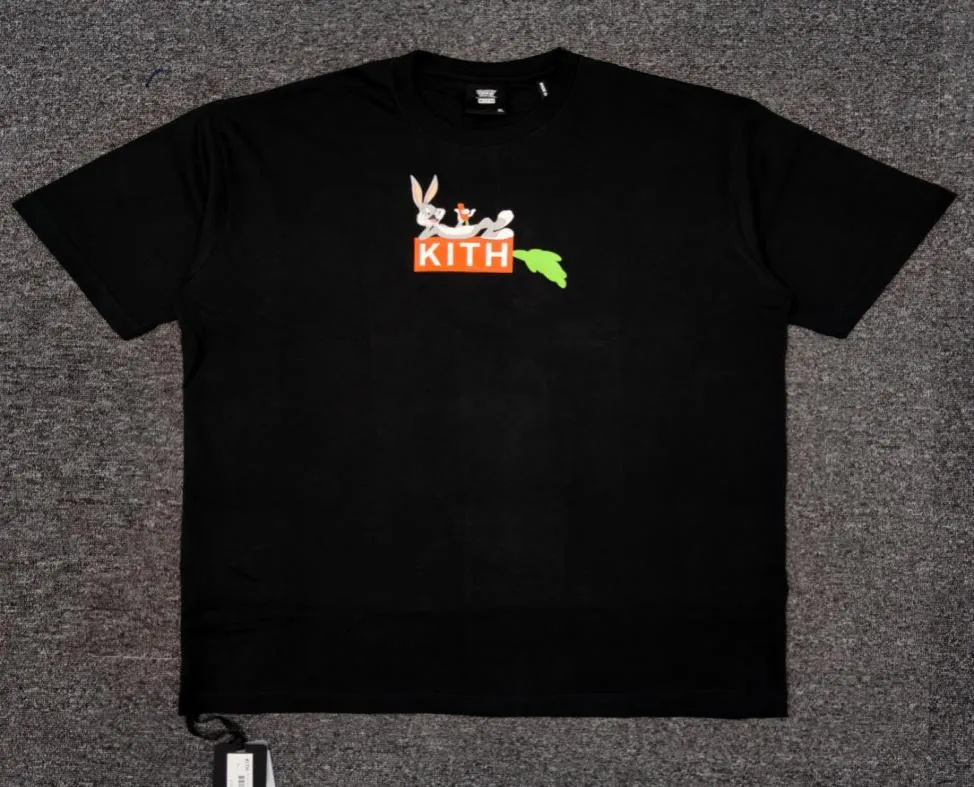 Kith New Carrot Box с мультяшным принтом Bugs Bunny Joint, мужская и женская футболка High Street с круглым вырезом и коротким рукавом1151741