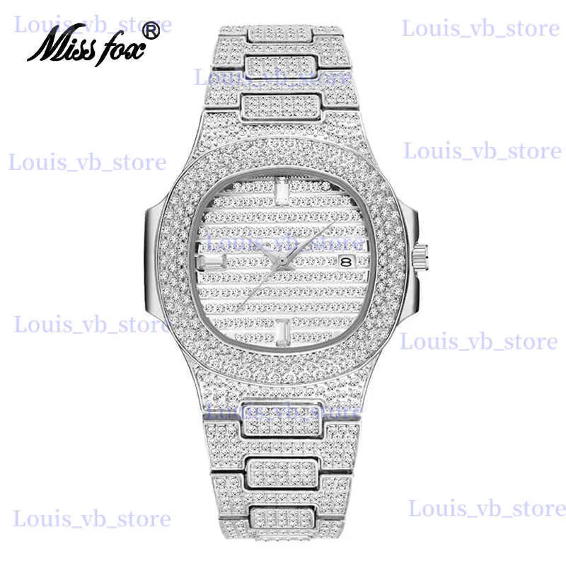 Andere Horloges Dropshipping Diamond For Men Luxe Volledige Iced Out Bling Ultradunne es Hip Hop Glanzend Waterdicht Klok Groothandel Custom T240329