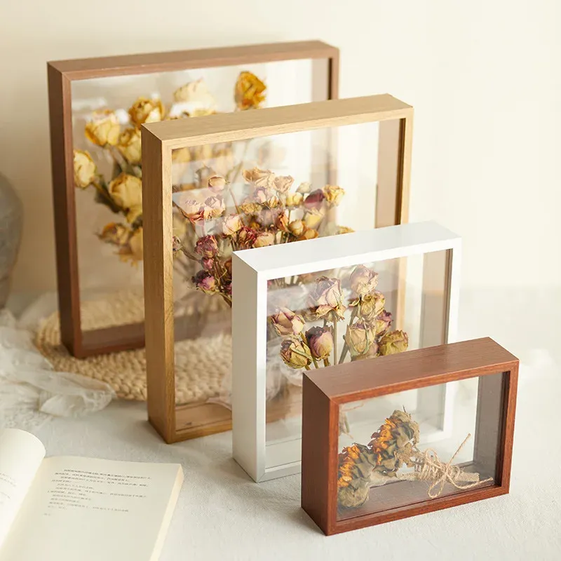 Ramka 4 cm głębokie ramy pudełka cienia bukiet Display Flower Case Deep for Crafts 3D Picture Memorabilia Pamięć Przezroczysta ramka do zdjęć