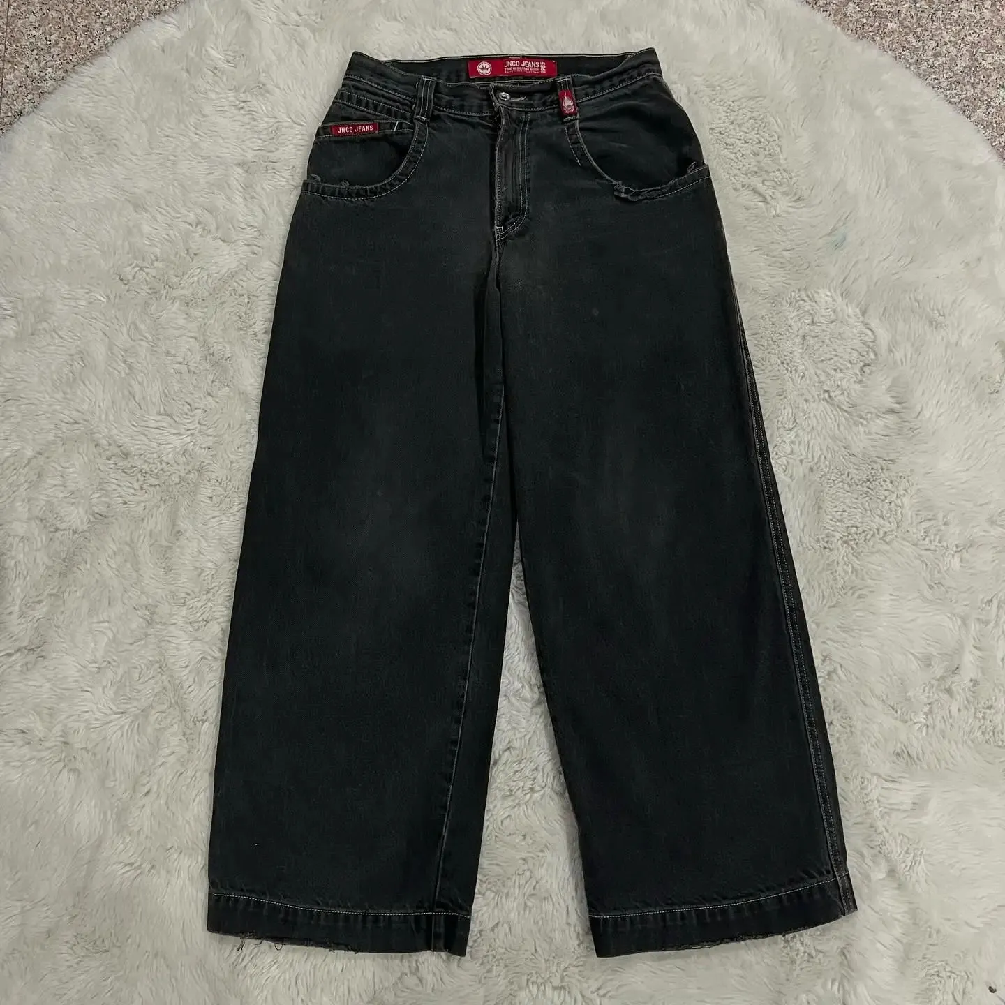 JNCO Y2K Skull Graphic Baggy Black Jeans - High Waist, Wide JNCO Y2K Skull Graphic Baggy Black Jeans - High Waist, Wide