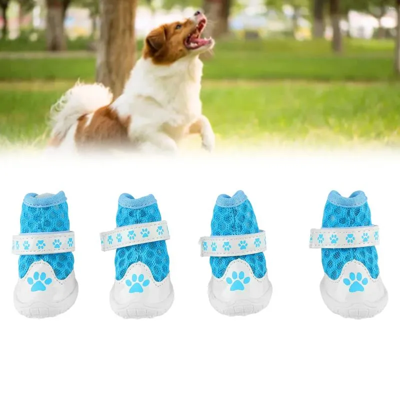 Dog Apparel 4pcs Booties Spring Summer Fashionable Breathable Mesh Lightweight Slip Resistance Protector For Outdoor Walking