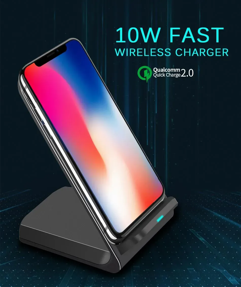 10W Wireless Chargers QI Standard Holder Fast Charging Dock Station Phone  For iPhone SE2 X XS MAX XR 11 Pro 8 Samsung S20 S10 S9