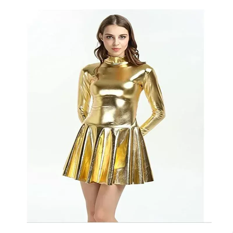 slim fit dress slacks Goddess Metallic Gold Dress – Ellaé Lisqué main image 1