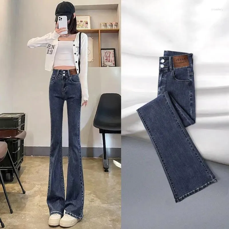 Women's Jeans Xpqbb Y2K High Waist Denim Pants Women Korean Slim Full Length Wide Leg Female Vintage Streetwear Skinny Flare Trousers