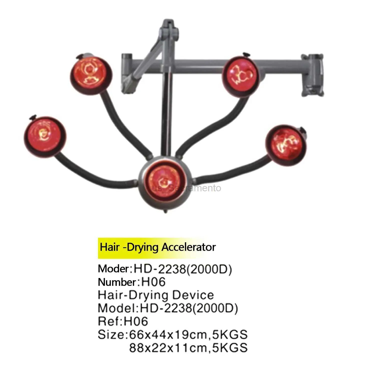 Sèche-cheveux Soins de beauté des cheveux Lumière rouge sèche-cheveux vertical/suspendu Accélérateur de processeur de couleur Équipement de lampe thermique infrarouge à 5 têtes 240329