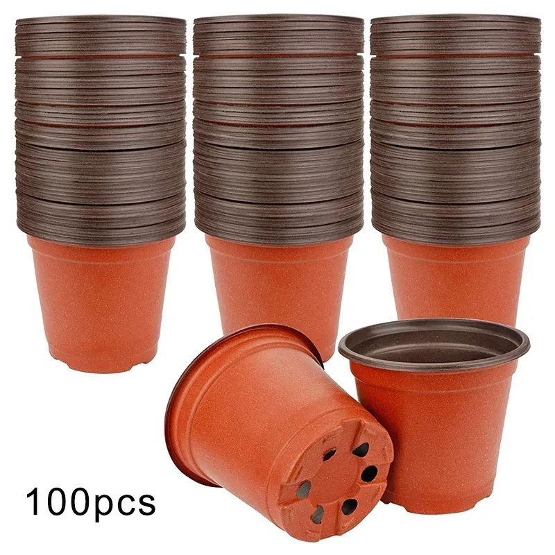Pots 100pcs Bicolor Flower Pot Simple Plastic Nursery Pots for Succulent Plants Seed Starting Pot DIN889