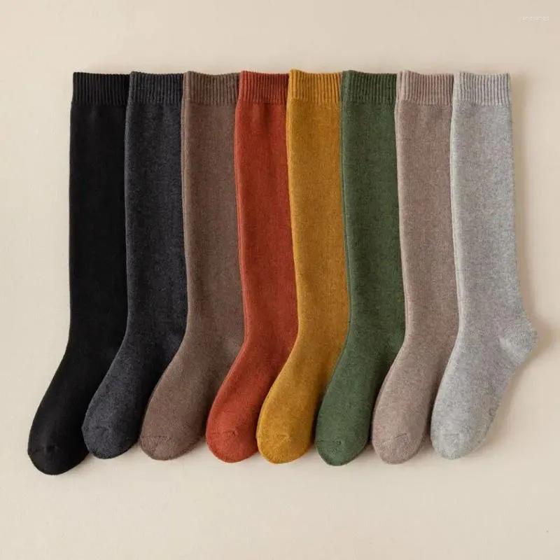 Women Socks Harajuku Unique Hosiery Cotton Solid Color Cool Korean Style Stockings Thicken Calf High-tube