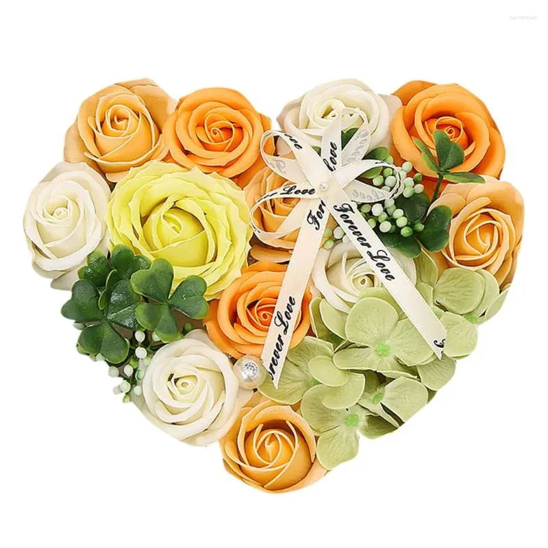 Decorative Flowers Mother'S Day Diy Soap Flower Gift Rose Box Bouquet Wedding Home Festival Non Fading For Party 2024