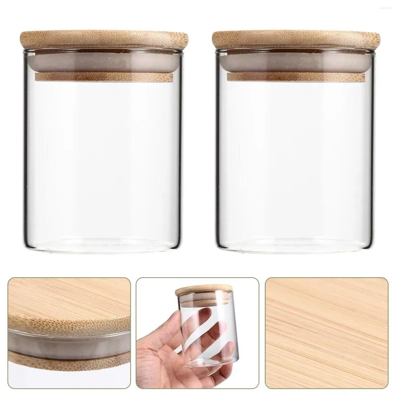 Förvaringsflaskor 4st burkar te lämnar glasförseglade spannmål med lock för hemrestaurang (250 ml)