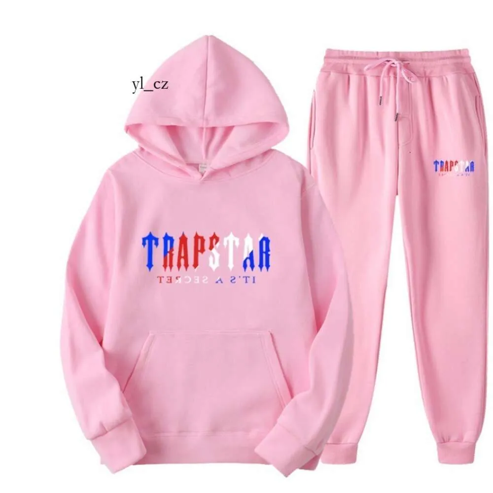 Trapstar Tracksuit Designer Bluet Unisex ciepły dwuczęściowy zestaw luźny i wygodne spodnie z kapturem z kapturem 100% bawełniany luksusowy trend marka Trapstar strzelca 4483