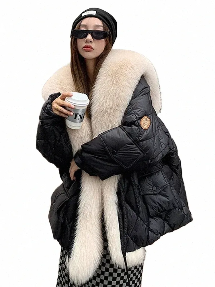 2023 New Winter Park Coat Snow Coat Women's Fox Imitati High Quality Soft Large Fur Collar Warm Coat Women Winter Jackets 52wf#