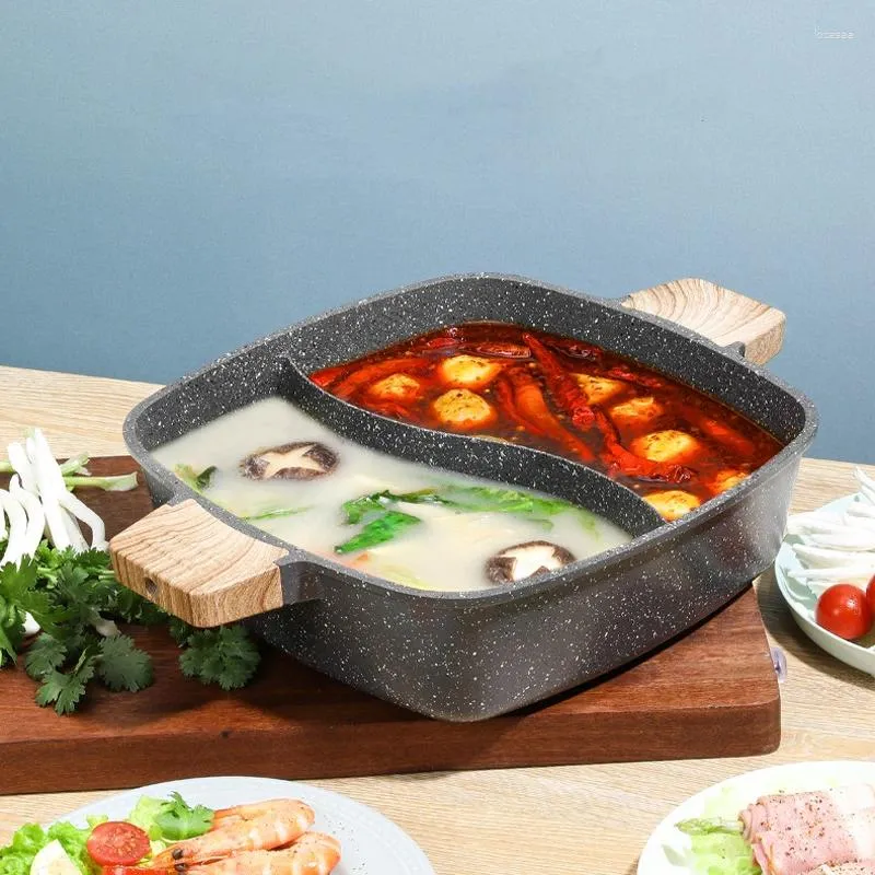 Batterie de cuisine Yuanyang Pot Maifan Stone antiadhésif Shabu-Shabu ménage grande capacité cuisson