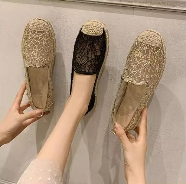 Letni projektantka rybaków kobiet koronkowe wycięte wycięcia w ciąży mokasyna butów w ciąży lekka nowa moda oddychająca swobodne buty Low Top Comfort Balet Flats 23693 S.