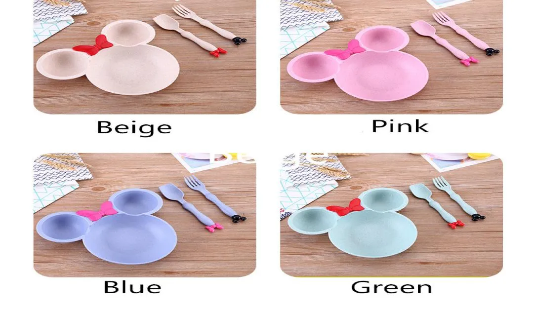 3PCSSET BOVEY FOOD STOCERS STOCERSTOUDE TODDLE SOLD CUTE CUTE CARTOON DISHES KIDS PLATE BOWL ECOFRIEDLY 어린이 훈련 식기 7150020