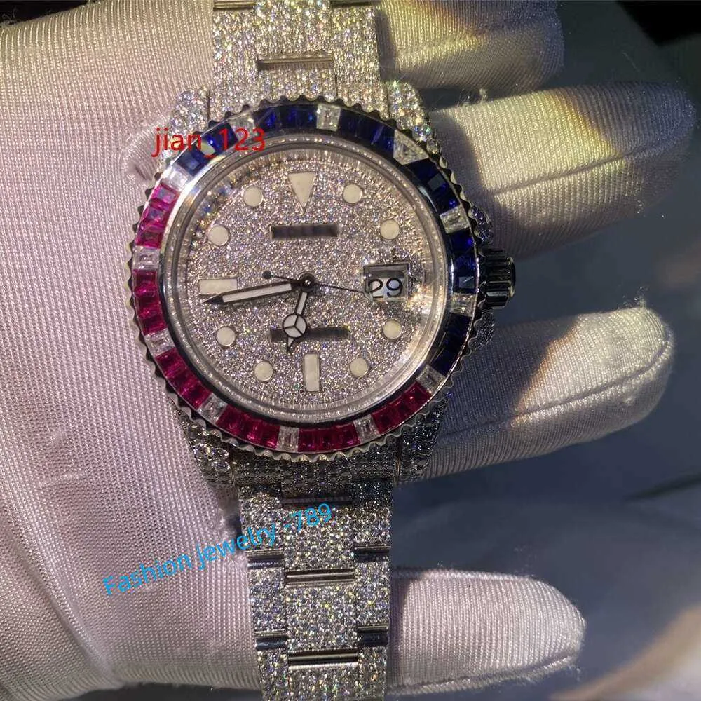 2023 Luksusowe niestandardowe automatyczne mechaniczne watchvvs D Mosangshi Full Diamond Znakomite zegarki dla mężczyzn i kobiet projektantów
