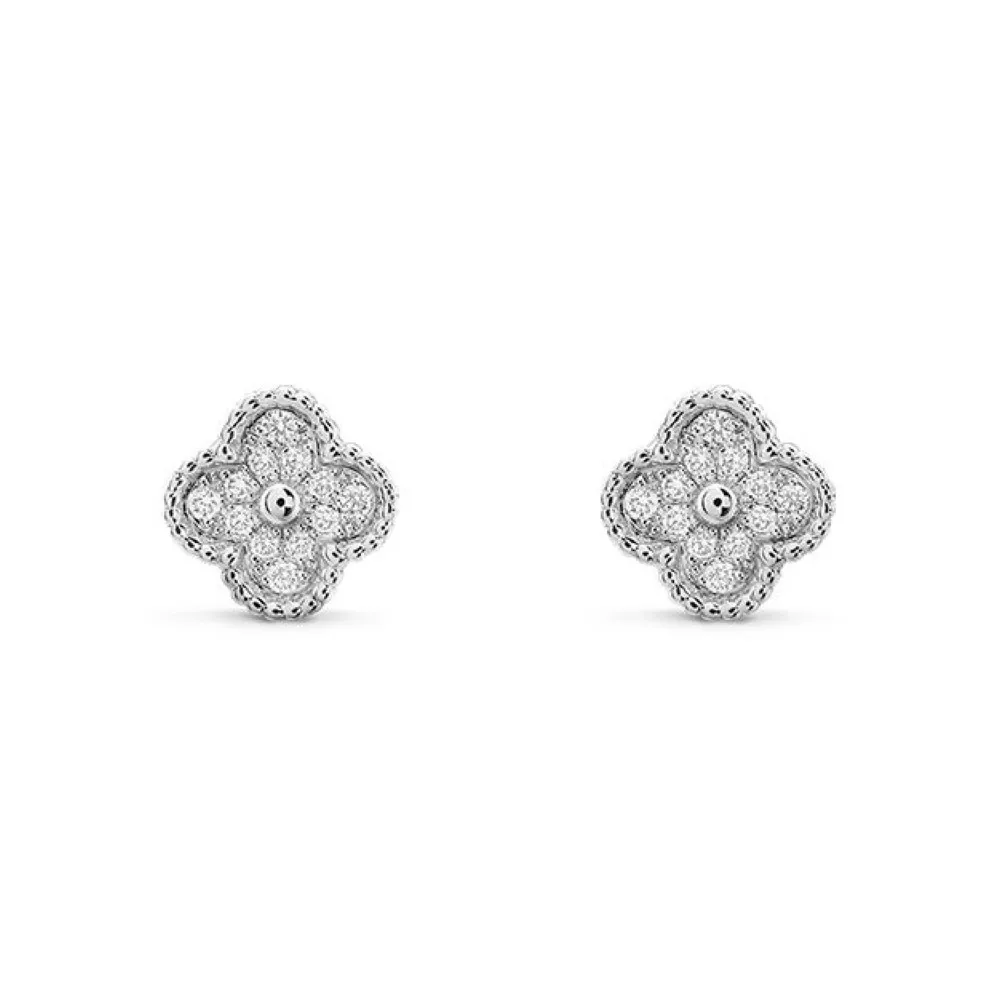 Lucky Four-Leaf Clover Stud Earrings Designer för Women Letter V Cleef Luxurious Jewelry Diamond Earings240V