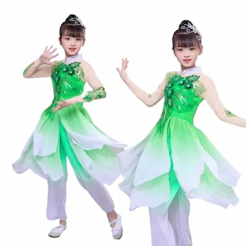 Barns klassiska dansdräkt Yangko Dance Female Jasmine Fan Dancing Dr C9VP#