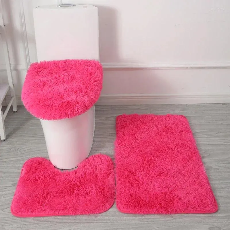 Ensemble de tapis de bain antidérapants, 3 pièces, tapis de Contour, housse de toilette, support en caoutchouc Microfibre Ultra doux, solide