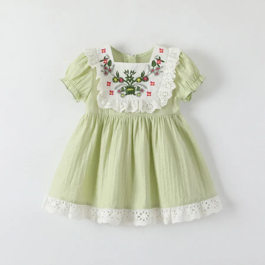 Kinder Baby Mädchen Kleid Sommer grüne Kleidung Kleinkinder Kleidung BABY Kinder Mädchen lila rosa Sommerkleid 17Ao #