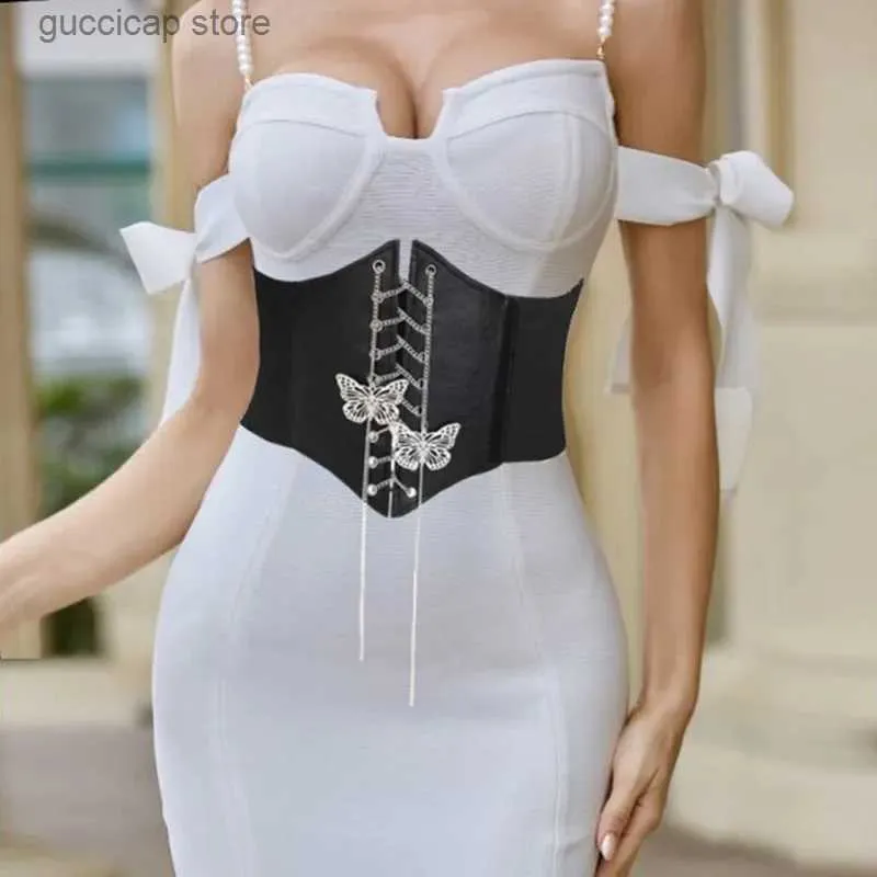 Ceintures de chaîne de taille Ceinture corset élastique serrée avec corset ajusté push up pour femmes façonnant la chaîne papillon Y240329