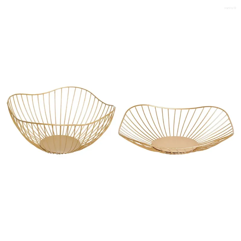 Dinnerware Sets 2 Pcs Iron Fruit Basket Vegetable Household Kitchen Snack Container Wrought Desktop