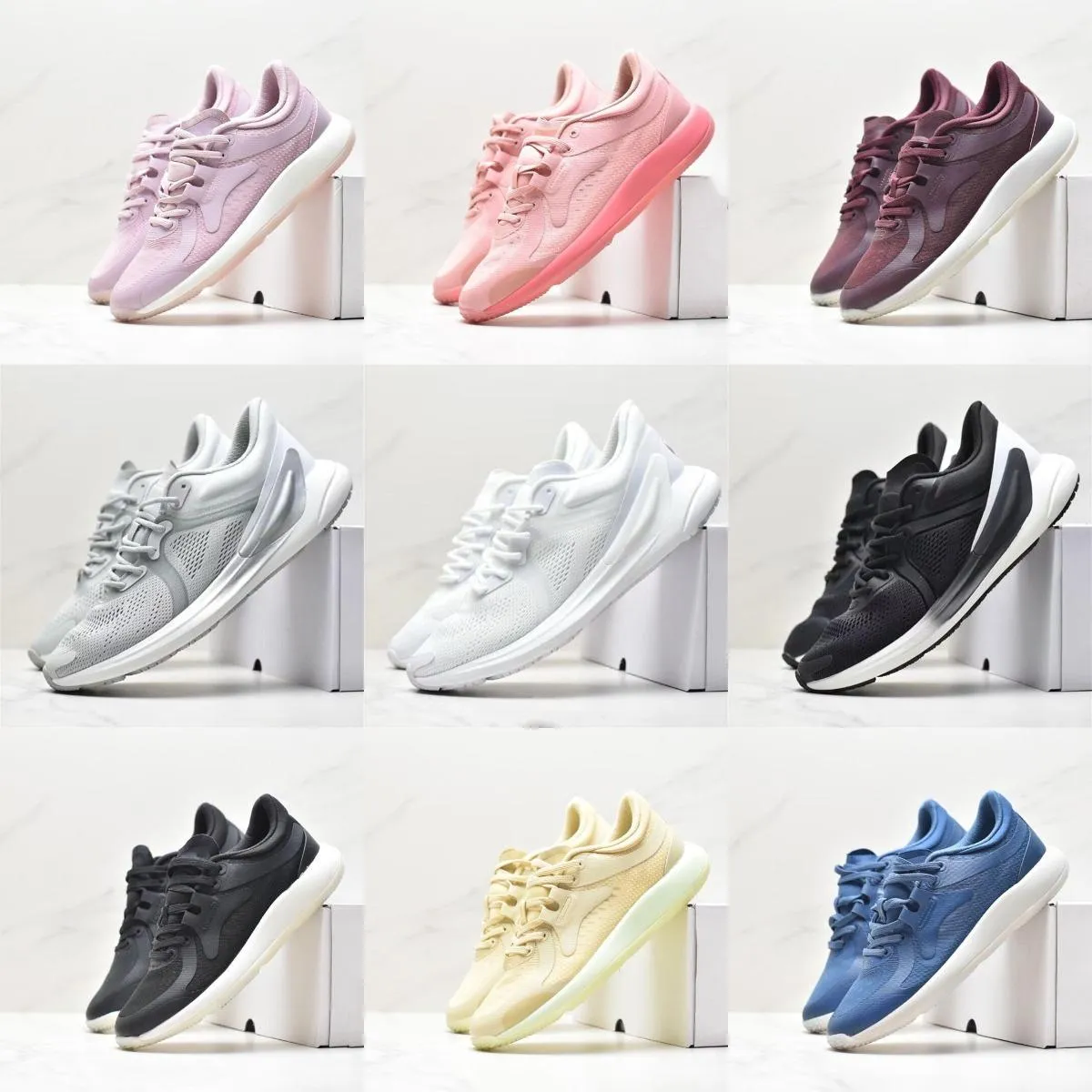 LL BLISSFEEL Diseñador para hombres Running Shops White White Pink Burgundy Grey Champagne Crema azul Purple Men Mujeres Mujeres Sports Sports Platform Shoe