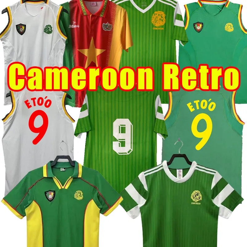 Retro Classic Cameroon 1990 1998 2002 Soccer Jerseys National Mboma Song Geremi Biyik Geremi Retro Football Shirt 2003 90 98 02 03