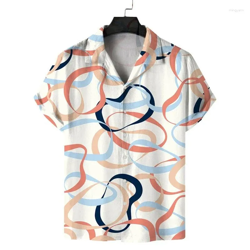 Мужские повседневные рубашки Рубашка с лацканами Лето с короткими рукавами Гавайский индивидуальный узор 3D-печать Повседневная работа Отпуск Удобный дизайн