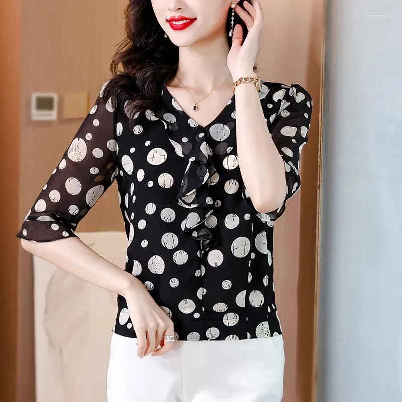 polka dot chiffon blouse
