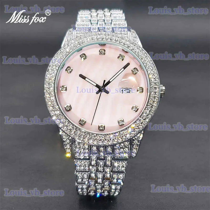 Autres montres Relogio Feminino MISSFOX élégant diamant Bling rose pour femmes Genève luxe unique perle cadran robe es Dropshipping T240329