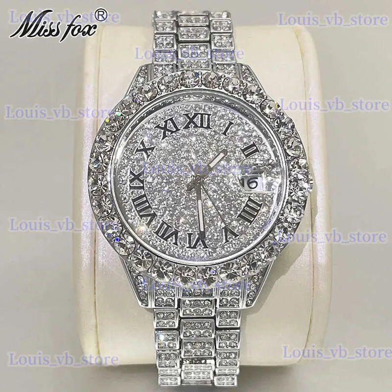 Altri orologi gioielli di lusso per le donne hip hop marca MISSFOX moda impermeabile ghiacciato diamante polso al quarzo regalo da donna spedizione gratuita T240329