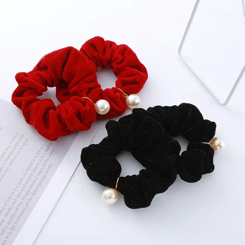 Sparkling Golden Velvet Super Large Intestine Hair Ring Red New Year Headband Elegant and High Quality Feeling Tie Hair Rubber Band Female