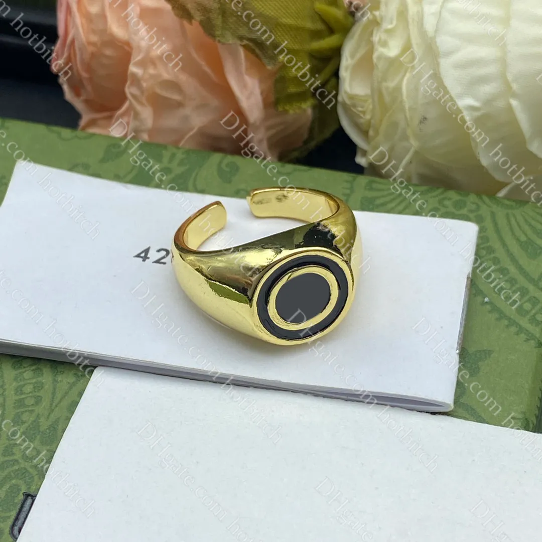 Designer anéis de ouro para mulheres de alta qualidade anel aberto clássico carta das mulheres jóias anéis festa aniversário presente com caixa