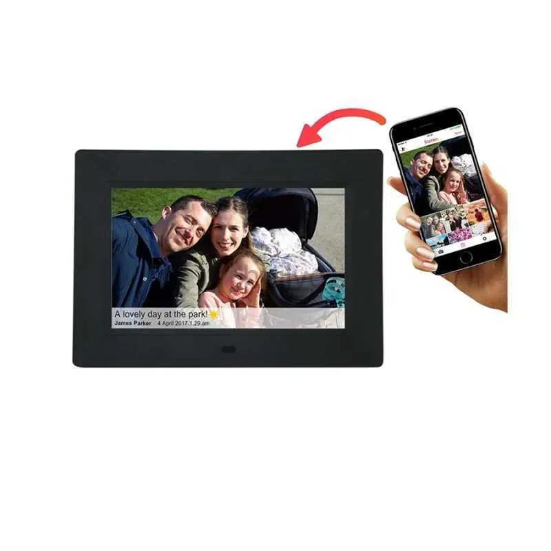 Цифровые фоторамки 7-дюймовая облачная цифровая фоторамка Wi-Fi с объемом памяти 16 ГБ Бесплатно делитесь видеоизображениями через приложение 24329