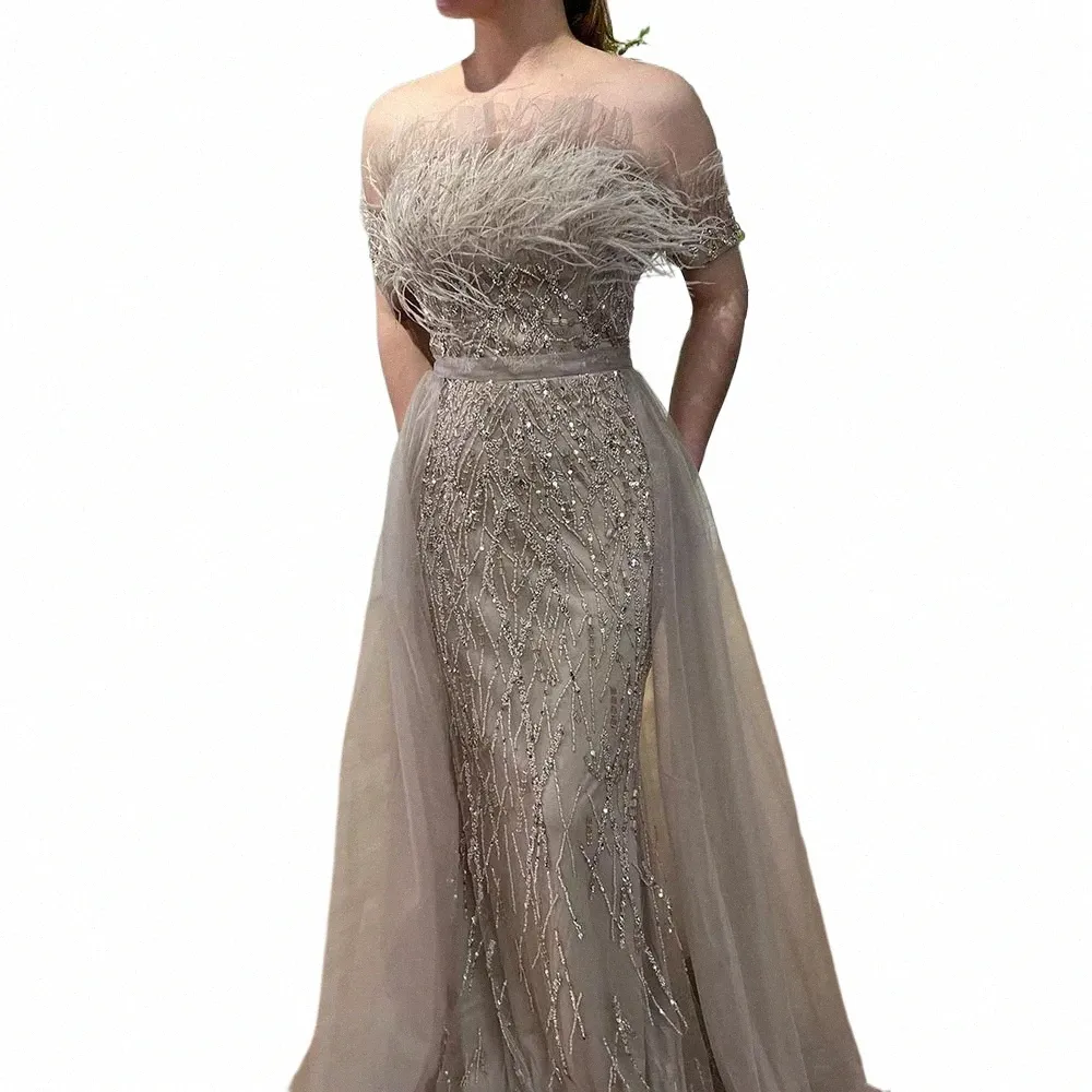 Serene Hill Dubai Luksusowy z koralikami Blue Syrenka Elegancka Orskirt Evening Dres Suknie 2024 For Women Wedding Party La71634 D7QP#