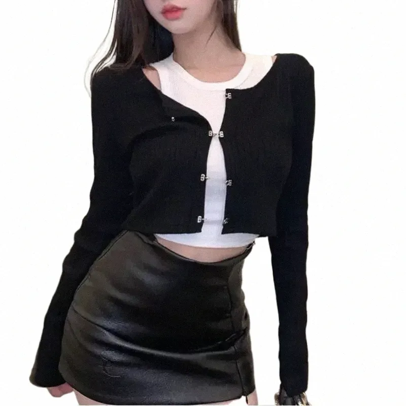 Cardigan Corto Y2K Per Donna - Coprispalle Aperto In Maglia Con Bottoni, Maniche Lunghe