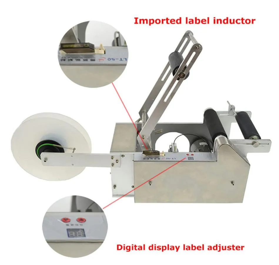 Nova máquina de rotulagem semiautomática de garrafa redonda lt50s, indutor de etiqueta com display digital, ajustador de etiqueta 9003944