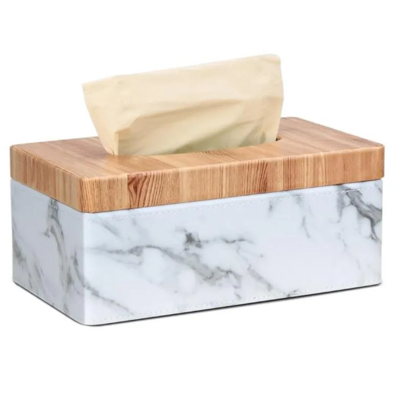 Other Housekeeping Organization Rectangar Marble Pu Facial Grain Tissue Box Er Napkin Holder Paper Towel Dispenser Container For Home Otact