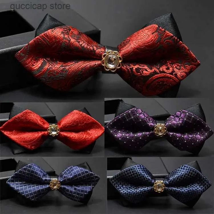 Bow Ties Sharp Angle Eloy Bow Tie Wholesale British Fashion Wedding Groom Bow Tie Blight Y240329