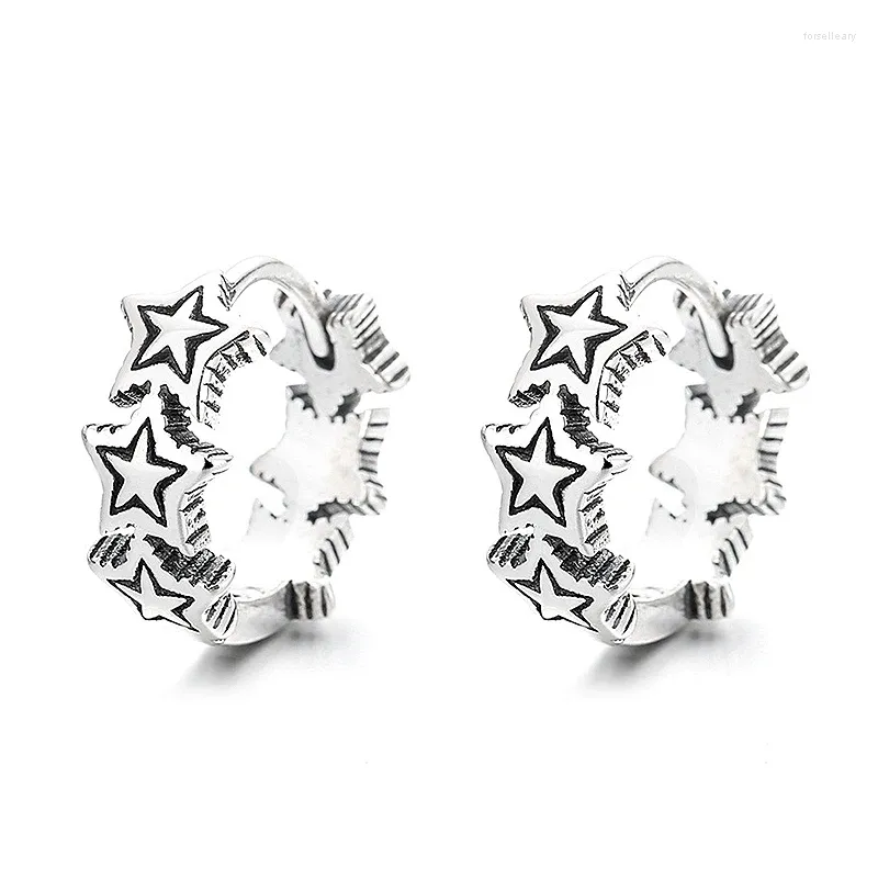 Hoepel oorbellen Vintage 925 sterling zilver vijfpuntige ster eenvoudige mode geometrische Thaise piercingsieraden voor dames