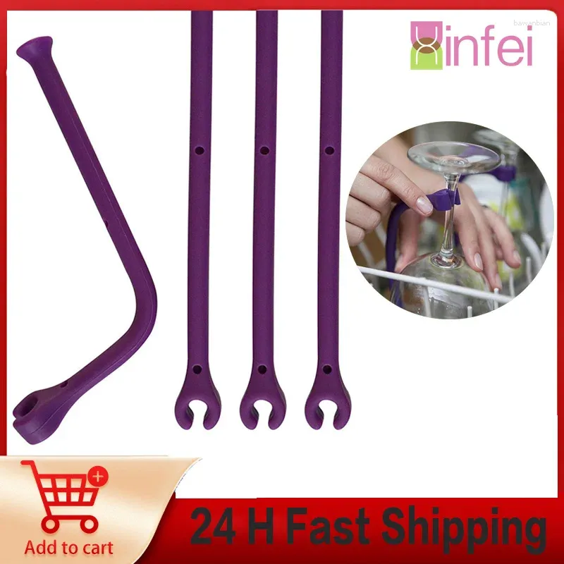 Accessori per portaoggetti da cucina, 4 pezzi, portabottiglie fisso, regolabile, per lavastoviglie, clip in vetro, supporto per protezione in silicone