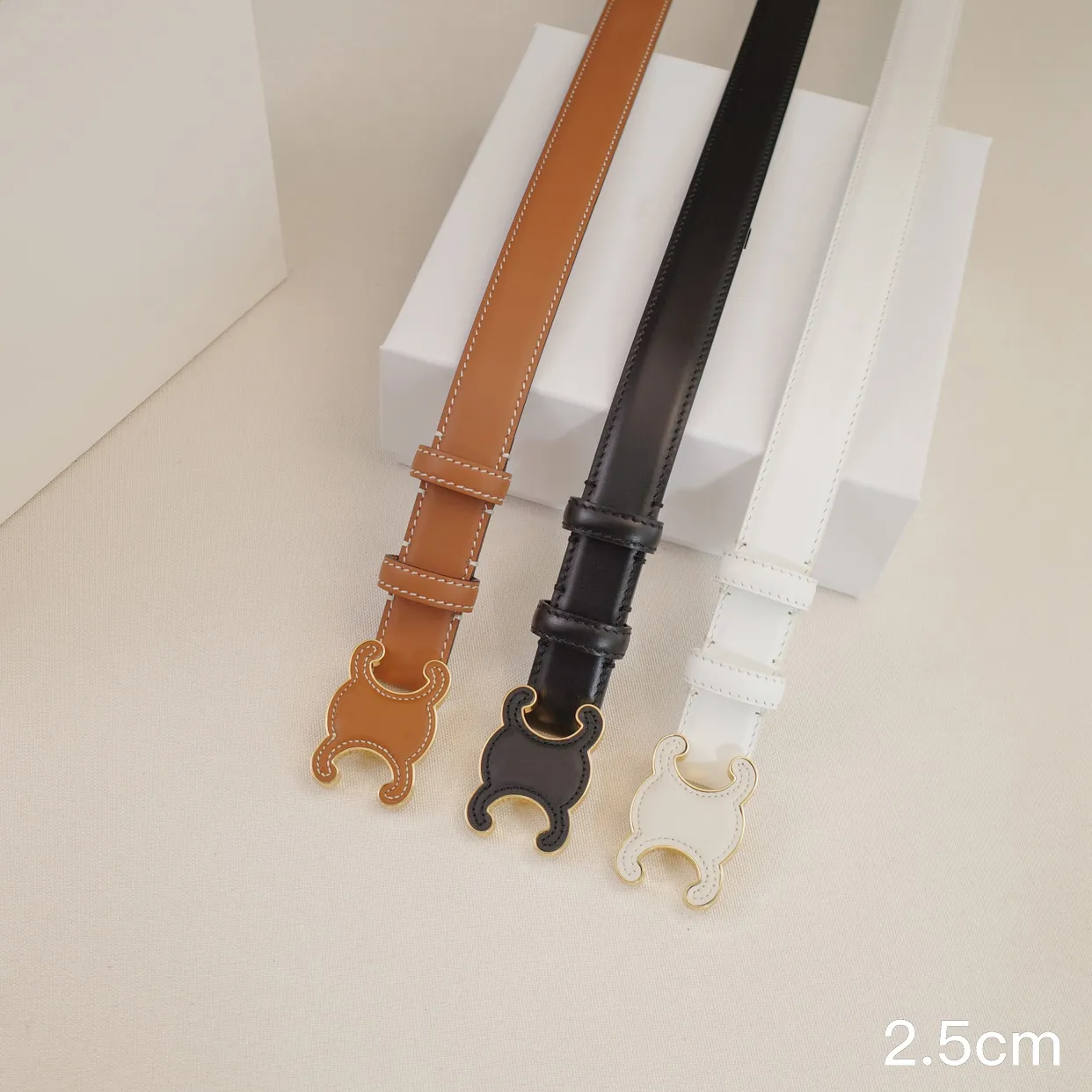 Womens Designer Belt Genuine Leather Belts 2.5CM Width Leisure Smooth Cowhide Buckle Slim Waist Girdle Black Browm White Colors Optional Luxury Waistband 90-115CM