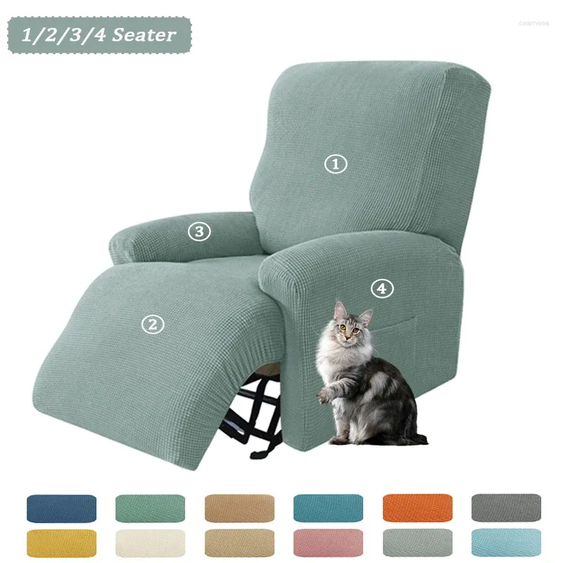 Chair Covers Fleece Recliner Sofa Cover 1/2/3/4 Seater Stretch Single Armchair Relax Slipcover Washable For Living Room Removable